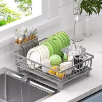 OEM Soporte de escurrimiento compacto de acero inoxidable, color gris, para fregadero