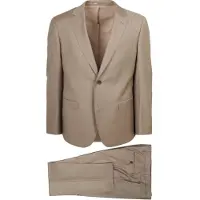 Suitable Traje Sharkskin Lana Sand Beige talla