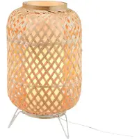 Alpinaluz SAKURA Lámpara de mesa E27 de mimbre, estilo oriental con difusor de policarbonato H30 cm para dormitorio salón