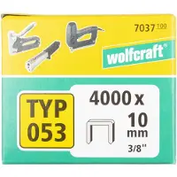 Wolfcraft 7037100: Grapas para grapadora de alta resistencia, tipo 053, acero extra duro, color plateado, 10 mm, 4000 unidades
