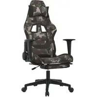 Syfax Silla gaming de masaje con reposapiés tela negro y camuflaje