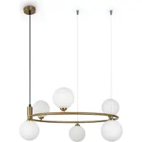 Maytoni Lámpara colgante Ring, 6 bombillas G9, color blanco y latón
