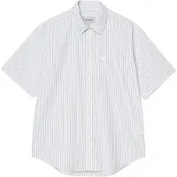Carhartt WIP - Camisas - S/S Keene Shirt Keene Stripe White - Talla M - Blanco