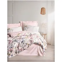 L'essentiel Maison , Dalya - Color: Rosa, Juego de sábanas de satén para cama King Size (FR), Color: Rosa, 100% satén de algodón, 240 x 220 cm