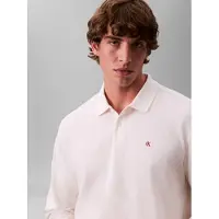 Calvin Klein Ls Casual Pique Polo White Greige Talla: M | Manga Larga Outlet | Hombre | Blanco