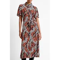 French Connection Felicity Lizzy Ss Tie Wst Dres Flame Orange Multi Talla: 12 | Blusón Outlet | Mujer | Naranja