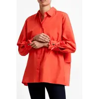 French Connection Cambria Cott Tie Up Bow Shirt Flame Orange Talla: XL | Manga Larga Outlet | Mujer | Naranja