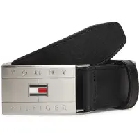 Tommy Hilfiger Cinturón 'Flag Plaque' negro / plata