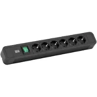 Bachmann PRIMO2: Regleta de enchufes con 6 tomas de corriente con conexión a tierra, aluminio, con interruptor, color , 2 metros