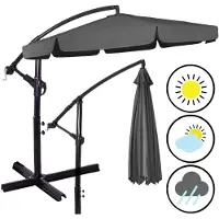 Springos Sombrilla Premium XXL, diámetro 350 cm. Sombrilla tipo paraguas con manivela, incluye funda. Sombrilla giratoria para jardín, impermeable, ideal para proteger del sol en terrazas y jardines