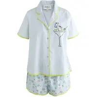 Cath Kidston Pijama de pantalón corto 'Stanley Dog' azul pastel / kiwi / negro