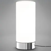 B.K.Licht Lámpara de noche con control táctil y regulador de intensidad, pantalla de cristal blanco, casquillo E14, 3 niveles de intensidad, lámpara de mesa moderna para dormitorio