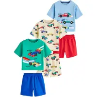Next Pijama crema / azul claro / jade / rojo vivo