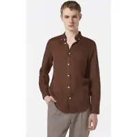 Scotch & Soda Seasonal Core - Regular Fit Linen Shirt Cold Brew Talla: S | Camisas Casuales Outlet | Hombre | Blanco