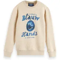 Scotch & Soda Girl Relaxed-fit Artwork Sweatshirt Ecru Melange Talla: 14 | Chalecos Outlet | Unisex | Marrón