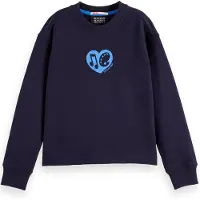 Scotch & Soda Girl Relaxed-fit Sweatshirt With Front And Back Artwork Sky Talla: 8 | Chalecos Outlet | Unisex | Blanco