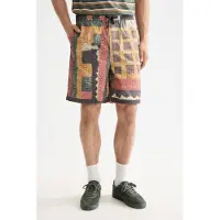 Scotch & Soda Printed Patchwork Cotton-poplin Loose Fit Bermuda Mountains Talla: M | Outlet | Hombre