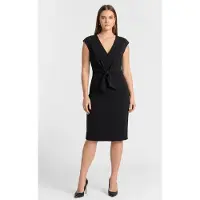 Brooks Brothers Cropped Knit V-neck Short Sleeve Dress Caviar Talla: 2 | Vestidos Midi Outlet | Mujer