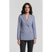 Brooks Brothers Pinstripe Linen Blend Double-breasted Blazer Light Blue Talla: XL | Blazers Outlet | Mujer | Blanco