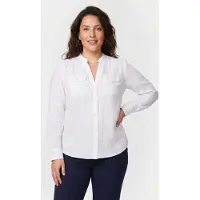 Brooks Brothers Corean Collar Shirt Linen White Talla: M | Manga Larga Outlet | Mujer | Blanco