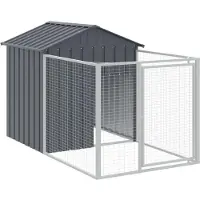 vidaXL Caseta para perros con techo, color antracita, 117x813x123 cm, acero galvanizado