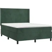 Syfax Cama box spring con colchón terciopelo verde oscuro 140x200 cm