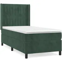 Syfax Cama box spring con colchón terciopelo verde oscuro 100x200 cm