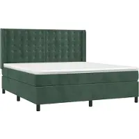 Syfax Cama box spring con colchón terciopelo verde oscuro 160x200 cm