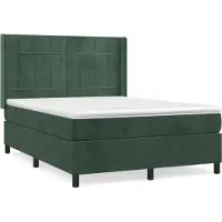 Syfax Cama box spring con colchón terciopelo verde oscuro 140x200 cm