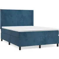 Syfax Cama box spring con colchón terciopelo azul oscuro 140x200 cm
