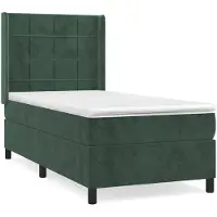 Syfax Cama box spring con colchón terciopelo verde oscuro 80x200 cm
