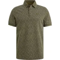 PME Legend Camiseta 'Polo shirt with allover print and ribbed collar' verde oscuro