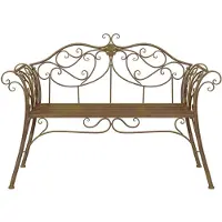 vidaXL Banco de jardín, 2 plazas, 130 x 47 x 90 cm, acero, color marrón antiguo