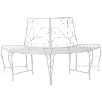 vidaXL Banco Baumbank, 4 plazas, 160 x 80 x 89 cm, acero, color blanco envejecido