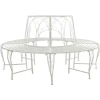 vidaXL Banco circular Baumbank, capacidad para 8 personas, diámetro 160 cm, altura 89 cm, acero, color blanco envejecido