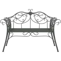 vidaXL Banco de jardín, 2 plazas, 130 x 47 x 90 cm, acero, color gris plateado
