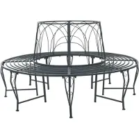 vidaXL Banco circular Baumbank, capacidad para 8 personas, diámetro 160 cm, altura 89 cm, acero, color gris plateado