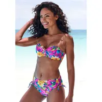 LASCANA Top de bikini azul claro / amarillo / verde oscuro / rosa