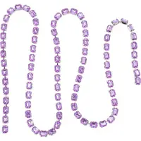 Gistuch Cadena de adornos con pedrería de strass, 8 x 10 mm, color lila claro, rectangular, para decoración, de acrílico, con acabado brillante, ideal para ropa, zapatos, joyería y manualidades, 1 metro
