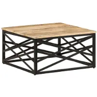 Syfax Mesa de centro de madera maciza de mango 68x68x35 cm
