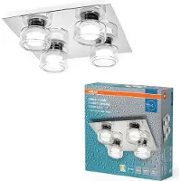 Osram LED Deckenleuchte Lampe Orbis Flame Chrom 35x35cm IP44 4x 5,5W 1740lm Click CCT 3000K 4000K per Lichtschalter