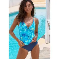 s.Oliver Top de tankini turquesa / azul oscuro / amarillo / offwhite