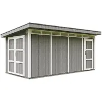Timbela Casa de jardín de alta calidad, 8.52 + 2.95 m² - L279 x W530 cm - Set completo que incluye suelo, tejas de betún y kit de pintura - M905C CAVERN STEE