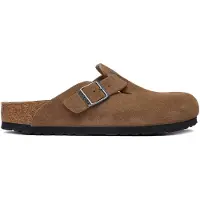 Birkenstock para mujer. 1032795 Zuecos de Piel Boston (Ajuste Estrecho) marrón (37), Plano, Ante, Ninguno, Casual, outlet 2026.
