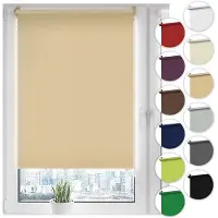 OEM Persiana enrollable opaca - Persiana enrollable con sistema de sujeción para protección solar - Color oscuro - Montaje sin necesidad de taladrar - 65 x 210 cm - Beige
