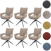 Mendler Juego de 6 sillas de comedor HWC-O78, sillas de cocina, giratorias con sistema de retorno automático, tapizadas en tela de chenilla (310 g/m²), color beige claro