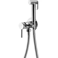 Hak Grifo empotrado Aqualine con ducha de mano, manguera de 1,2 metros, de forma redonda, acabado cromado