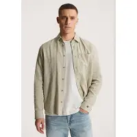 Cast iron Camisa 'Shirt in cotton/linen twill with chest pocket' verde