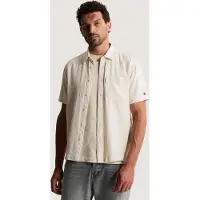 Cast iron Camisa 'Shirt with short sleeves in cotton/linen twill' gris