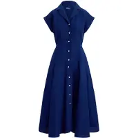 Ralph Lauren para mujer. 211B22538002 Vestido camisero de lino con manga corta marino (40), Azul, Casual, outlet 2026